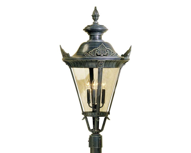 Stockholm, Large, aluminum, Post Mount, Clear acrylic, (4) 60W B10, 120V